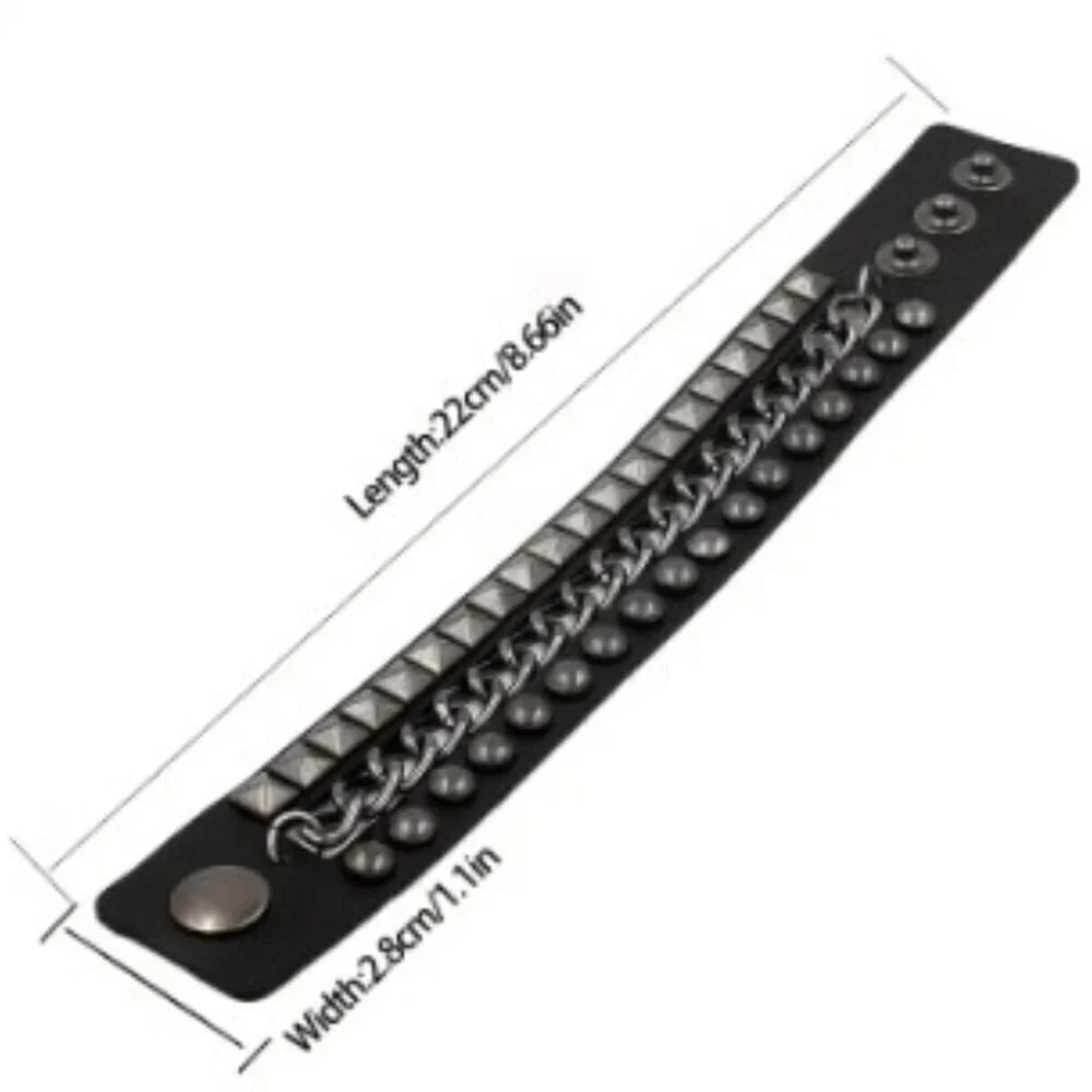 Unisex Gothic Punk Rivet PU Leather Bracelet – Hardcore Y2K Wristband Accessory